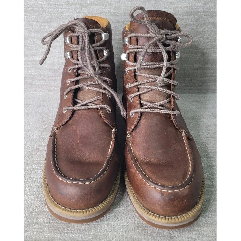 Timberland Redwood Falls Waterproof Moc Toe Boots Mens 8 Brown Leather